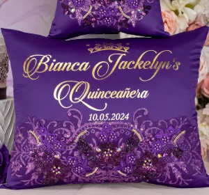 Plum quinceanera kneeling pillow, shoes pillow