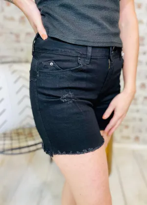 WannaBettaButt 2-Button Mid-Rise Shorts in Black