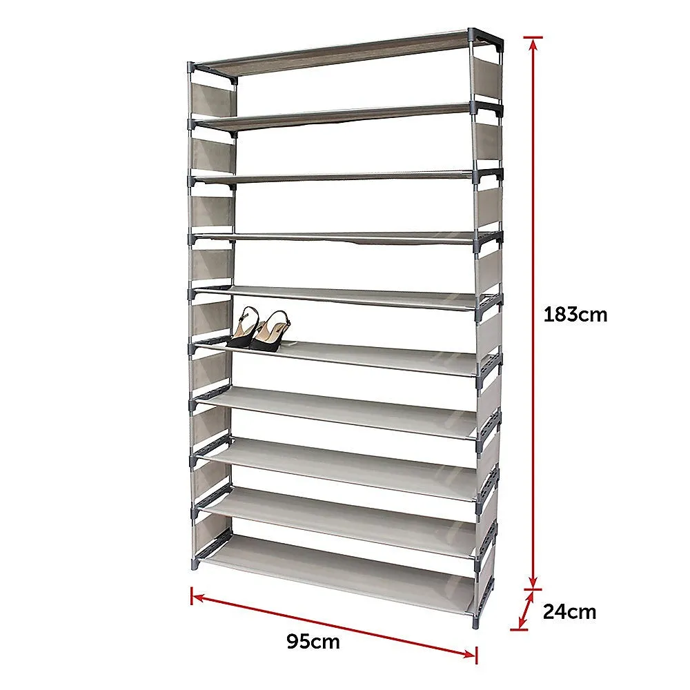 10 Tiers Stackable Shoe Rack, Lightweight Foldable, 50 Pair