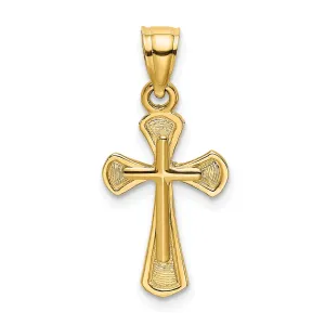 10k Real Yellow Solid Gold Solid Textured Cross Charm Pendant, 20x11mm