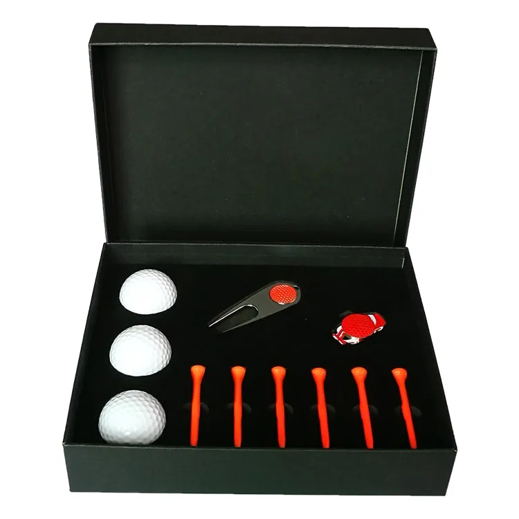 11 in 1 6 Golf Tees   Divot Tool   3 Golf Balls Gift Box Set (Red)