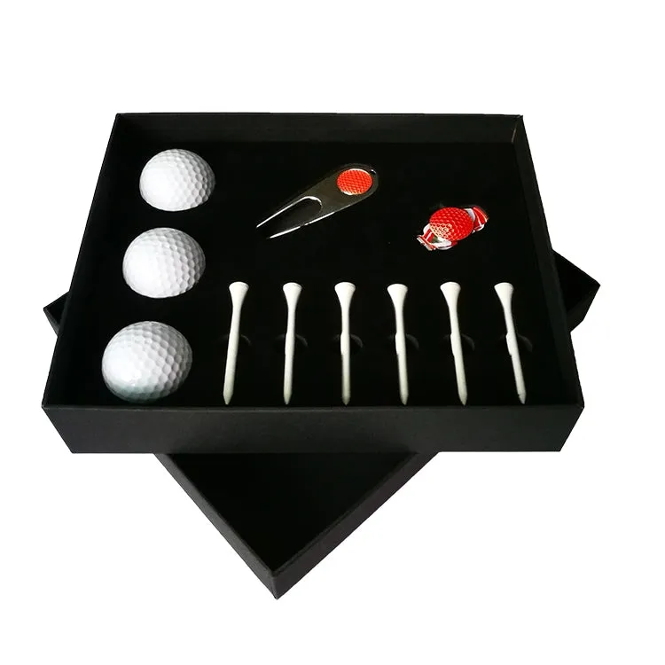 11 in 1 6 Golf Tees   Divot Tool   3 Golf Balls Gift Box Set (Red)