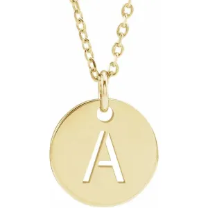 14K Gold Round Initial Cutout Necklace