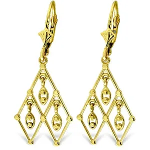 14K Solid Yellow Gold Magic Chandelier Earrings