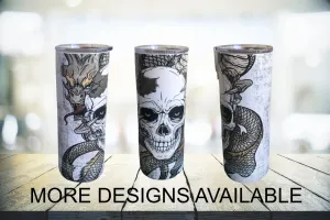 22 oz skinny tumbler - Skull Dragon design