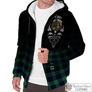 Abercrombie Tartan Sherpa Hoodie Featuring Alba Gu Brath Family Crest Celtic Inspired