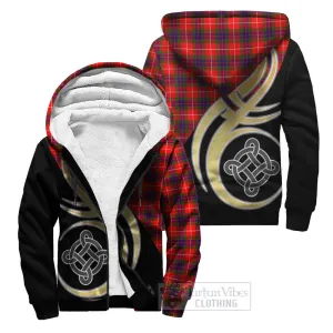 Abernethy Tartan Sherpa Hoodie with Family Crest and Celtic Symbol Style