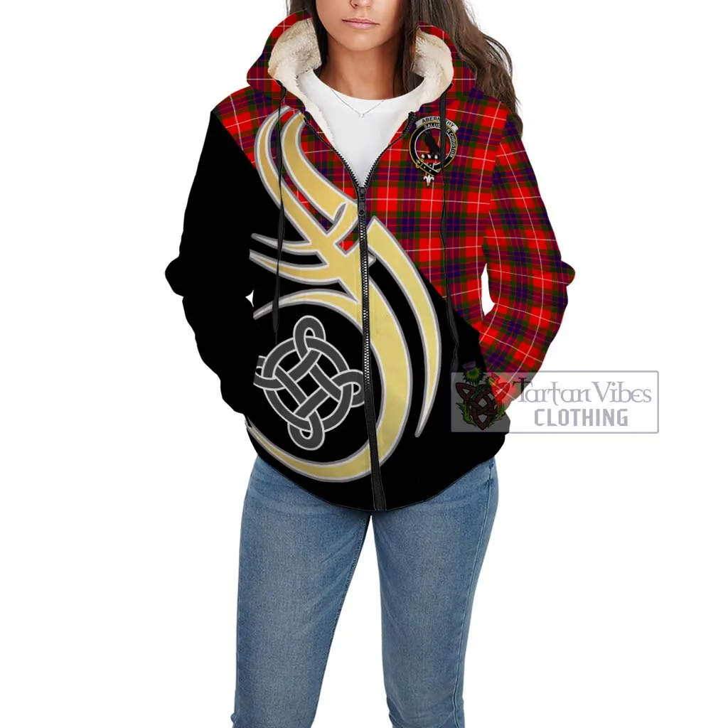 Abernethy Tartan Sherpa Hoodie with Family Crest and Celtic Symbol Style