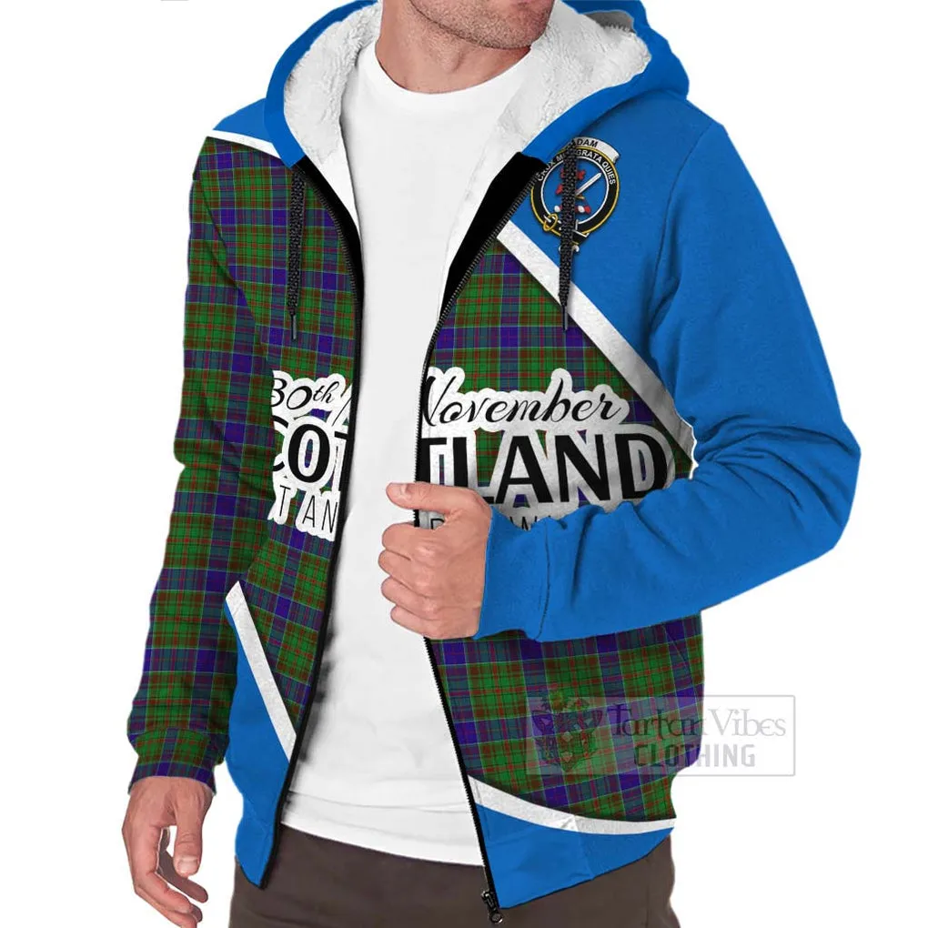 Adam Family Crest Tartan Sherpa Hoodie Celebrate Saint Andrew's Day in Style