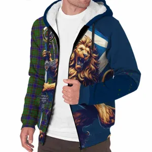 Adam Tartan Family Crest Sherpa Hoodie with Scottish Majestic Lion