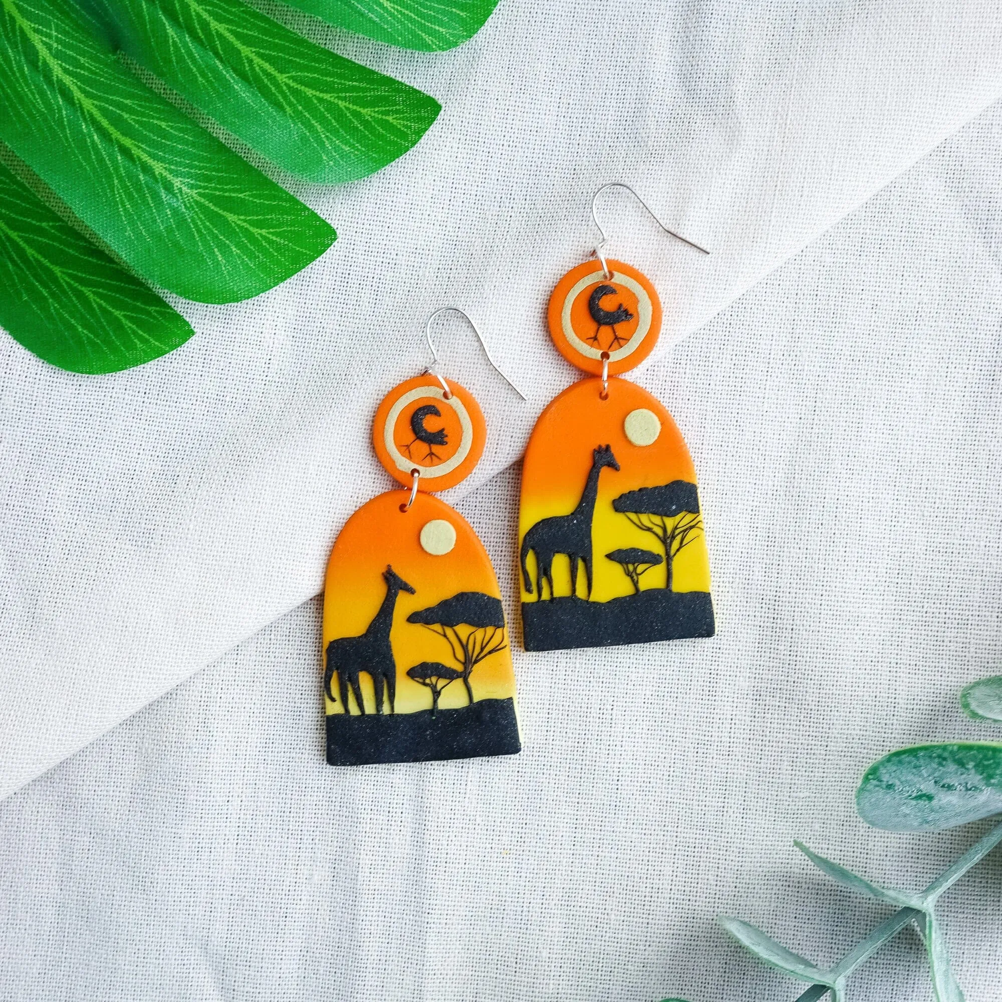 African Safari Clay Earrings