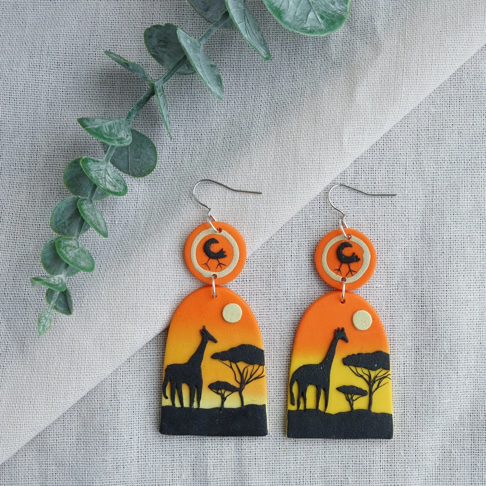 African Safari Clay Earrings