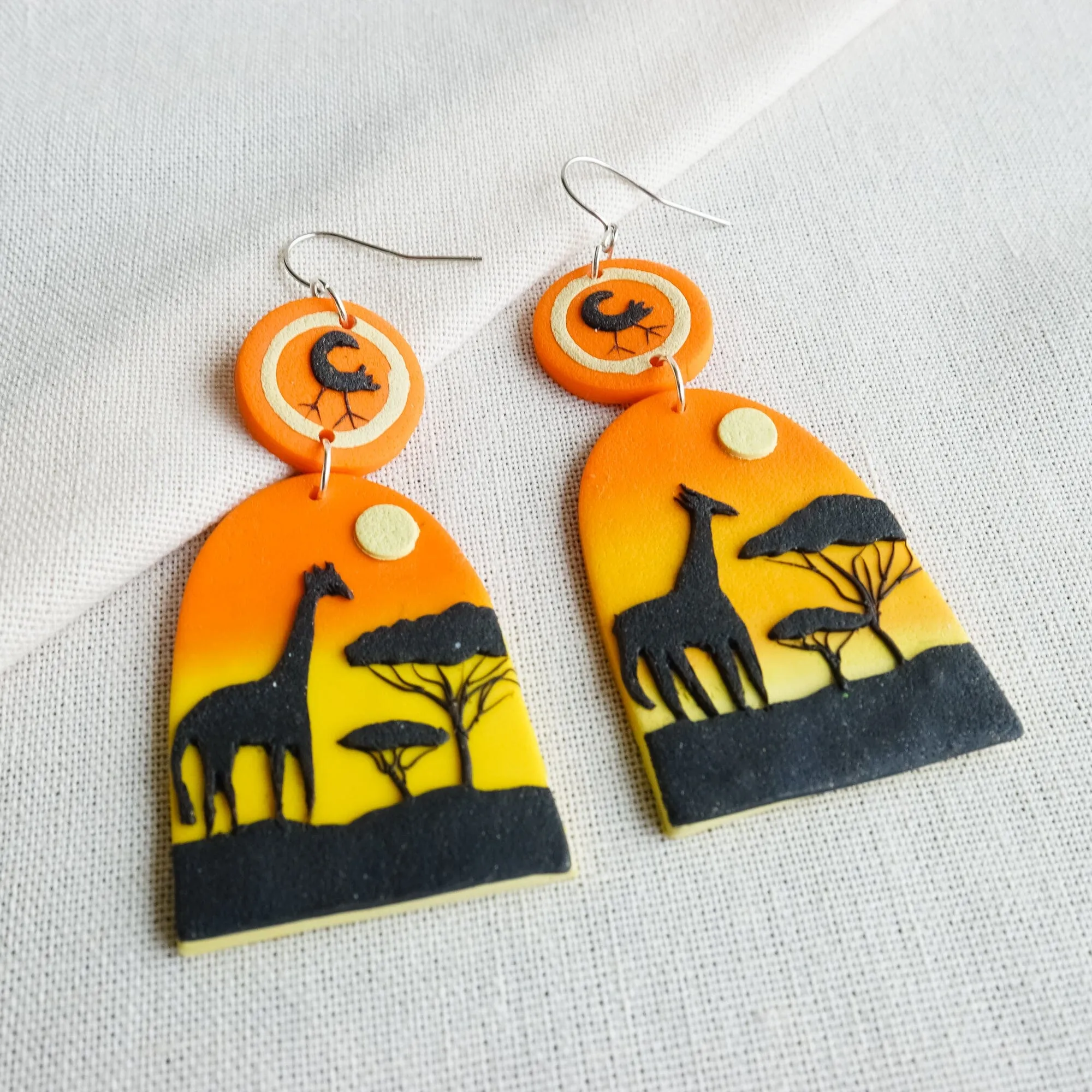 African Safari Clay Earrings