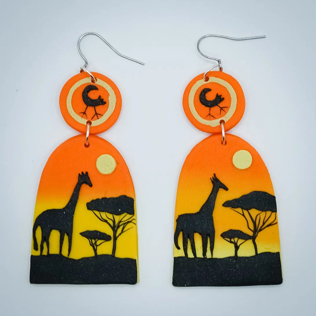 African Safari Clay Earrings