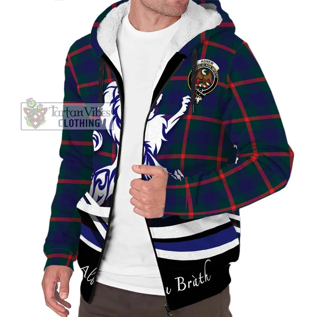 Agnew Tartan Sherpa Hoodie with Alba Gu Brath Regal Lion Emblem