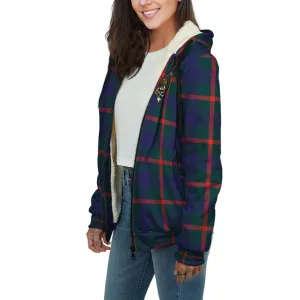 Agnew Tartan Sherpa Hoodie with Family Crest