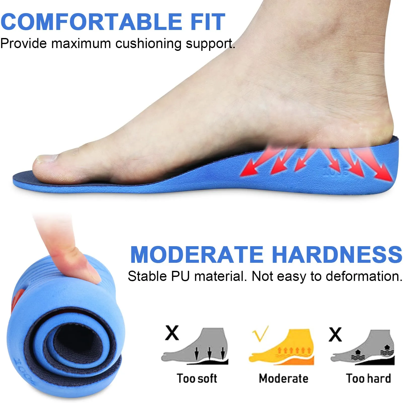 Ailaka Height Increase Insoles for Men Women - 1 Pair PU Shoes Lifts Elastic Shock Absorbing Sports Shoe Insoles Height Increase, Heel Lifts for Men Women Shoes Inserts Heel Height: 3.5 Cm 9-12 M US Women/7-10 M US Men