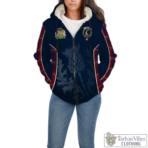 Ainslie Tartan Sherpa Hoodie with Family Crest and Scottish Thistle Vibes Sport Style