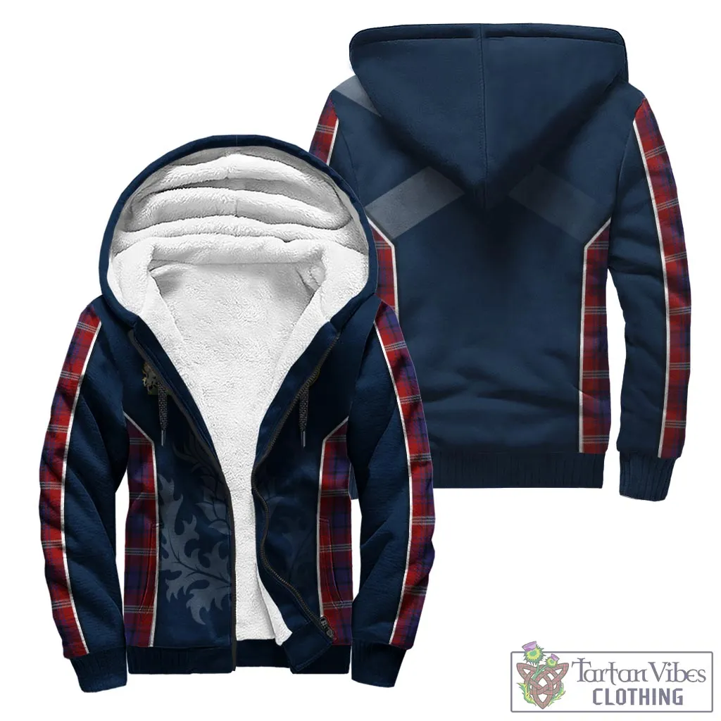 Ainslie Tartan Sherpa Hoodie with Family Crest and Scottish Thistle Vibes Sport Style