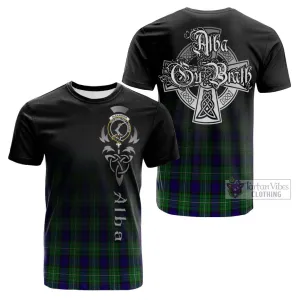 Alexander Tartan Cotton T-shirt Featuring Alba Gu Brath Family Crest Celtic Inspired