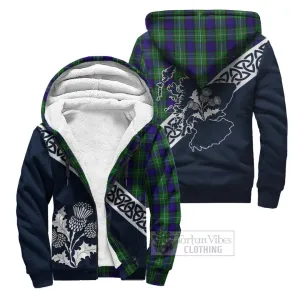 Alexander Tartan Sherpa Hoodie Featuring Thistle and Scotland Map