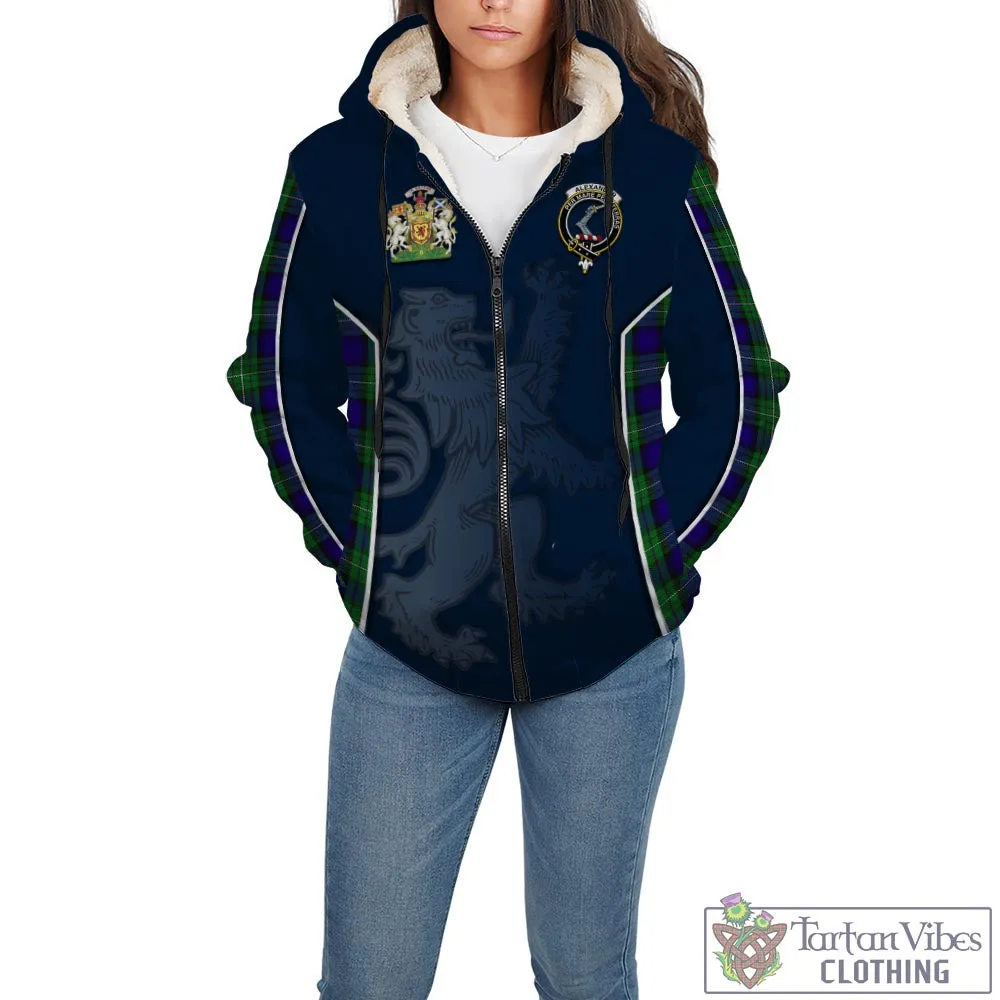 Alexander Tartan Sherpa Hoodie with Family Crest and Lion Rampant Vibes Sport Style