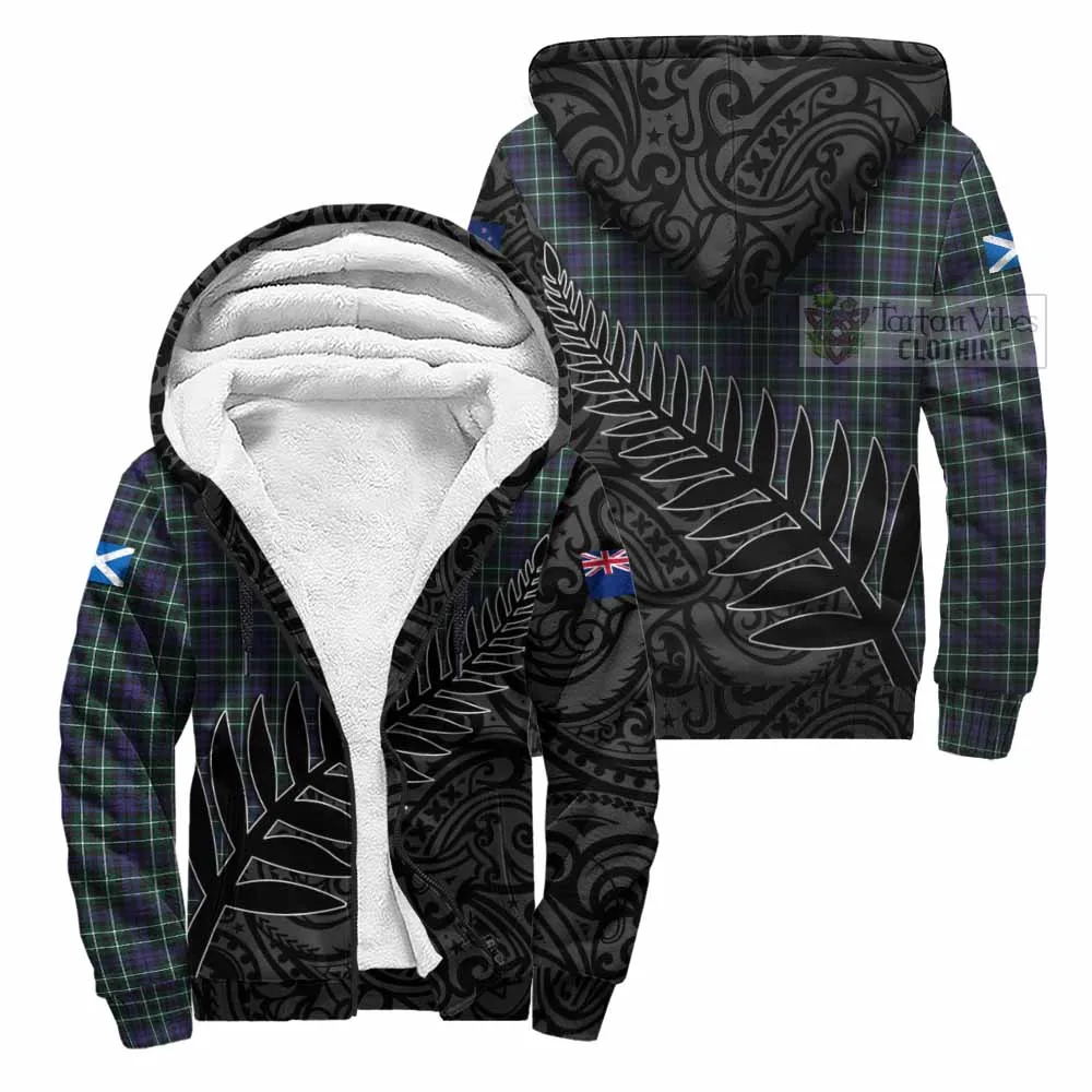 Allardice Crest Tartan Sherpa Hoodie with New Zealand Silver Fern Half Style