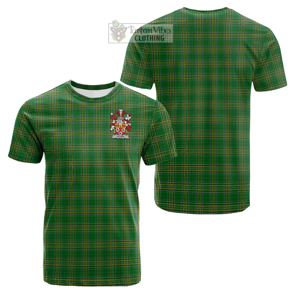 Allen Irish Clan Tartan Cotton T-shirt with Coat of Arms