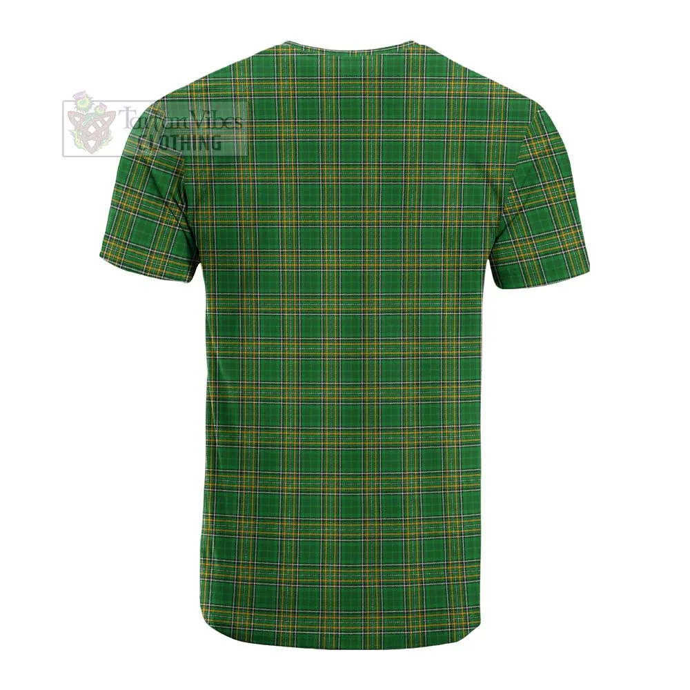 Allen Irish Clan Tartan Cotton T-shirt with Coat of Arms