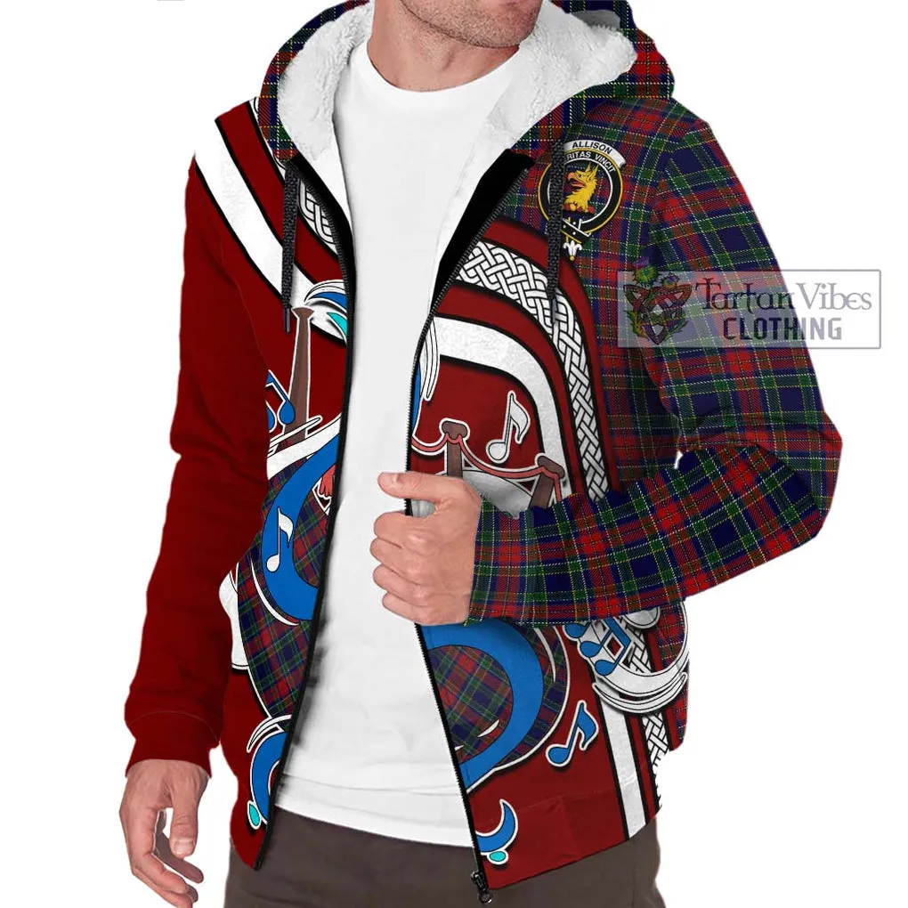 Allison Red Tartan Sherpa Hoodie with Epic Bagpipe Style