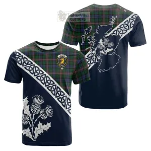 Allison Tartan Cotton T-shirt Featuring Thistle and Scotland Map