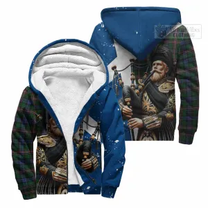 Allison Tartan Sherpa Hoodie with Family Crest Scottish Bagpiper Vibes