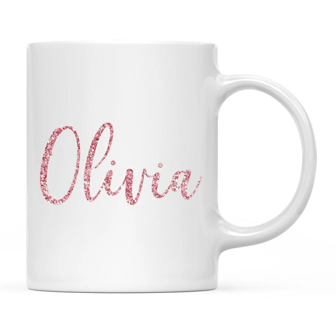 Andaz Press 11oz Personalized Wedding Faux Pink Glitter Coffee Mug