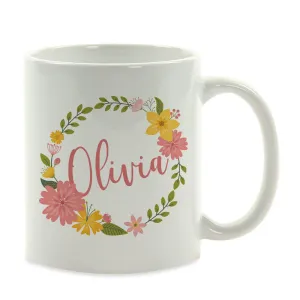 Andaz Press Personalized 11oz Floral Wreath Important Female Coffee Mug