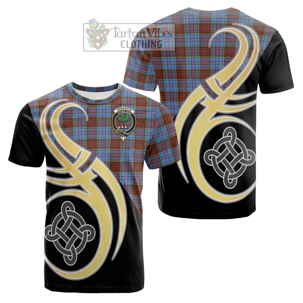 Anderson Modern Tartan Cotton T-shirt with Family Crest and Celtic Symbol Style