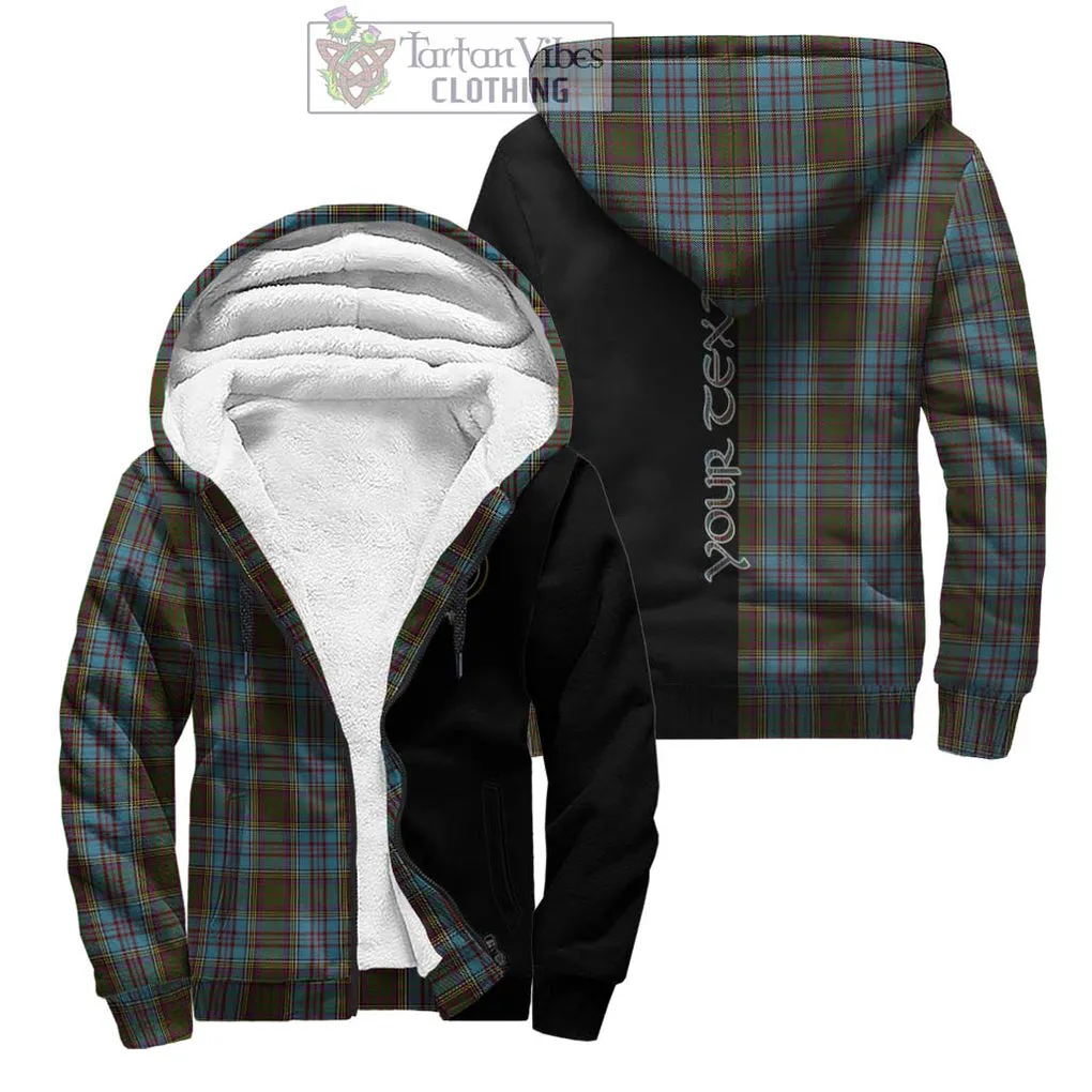 Anderson Tartan Sherpa Hoodie with Family Crest and Half Of Me Style