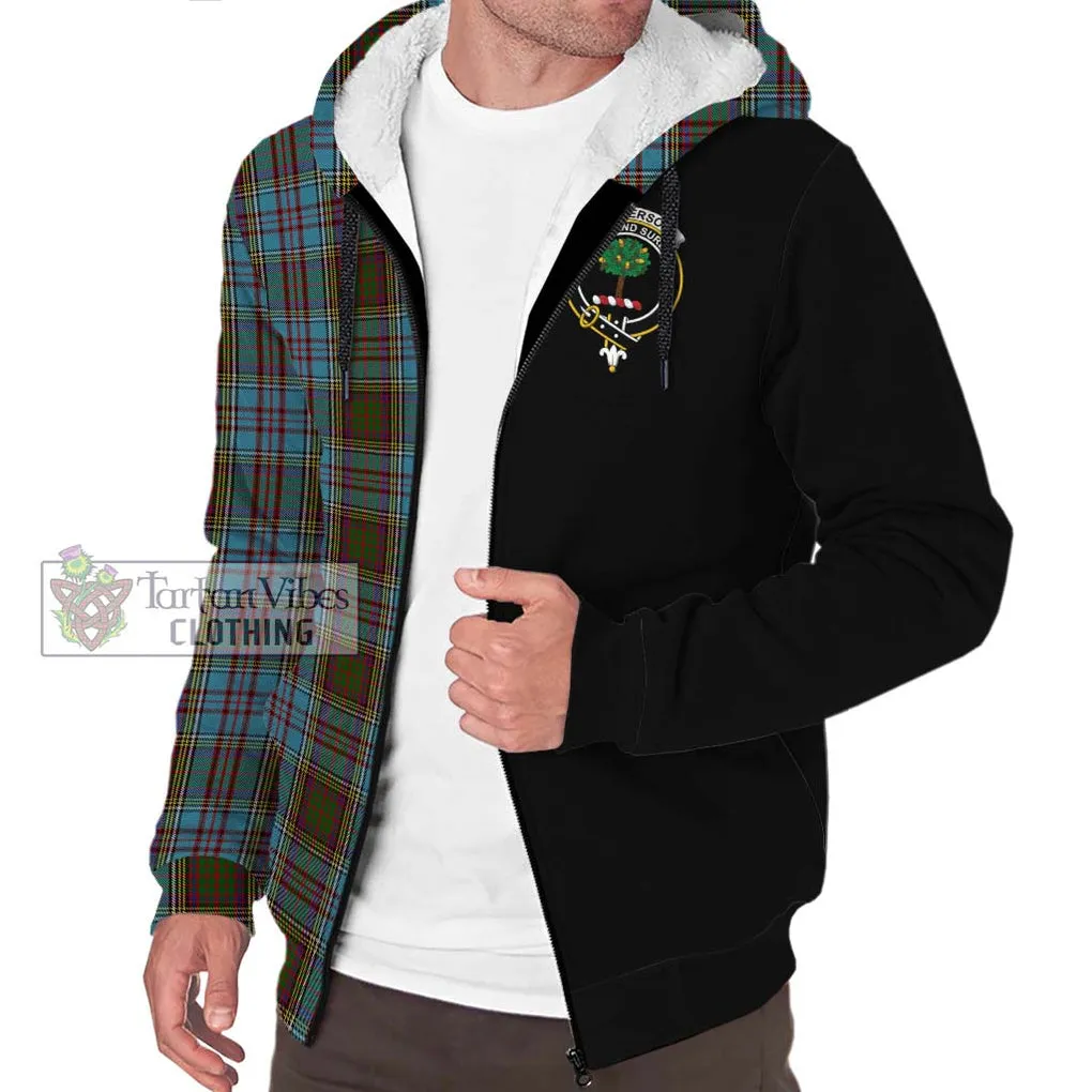 Anderson Tartan Sherpa Hoodie with Family Crest and Half Of Me Style