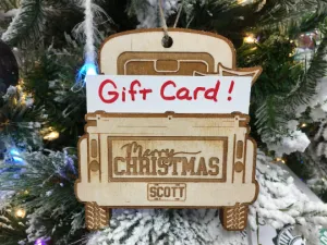 Antique Pickup Truck Gift Card Holder Personalized Christmas Ornament