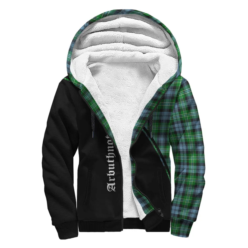 Arbuthnot Ancient Tartan Sherpa Hoodie with Family Crest Curve Style