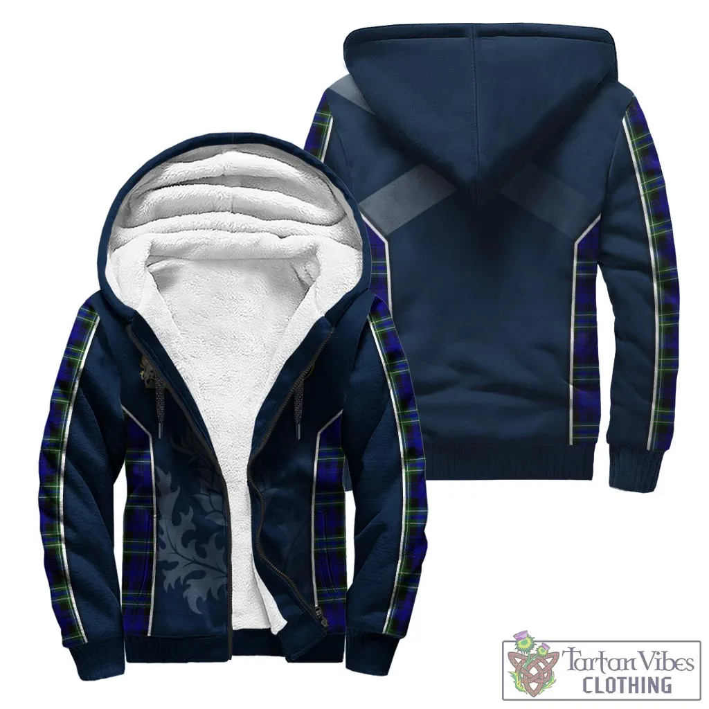 Arbuthnot Modern Tartan Sherpa Hoodie with Family Crest and Scottish Thistle Vibes Sport Style