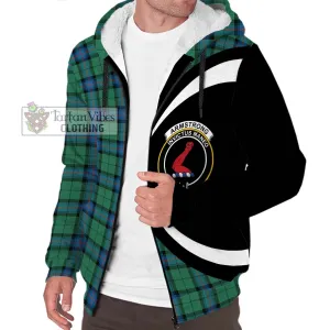 Armstrong Ancient Tartan Sherpa Hoodie with Family Crest Circle Style