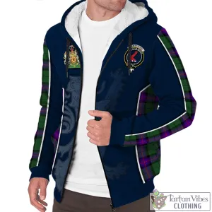 Armstrong Modern Tartan Sherpa Hoodie with Family Crest and Lion Rampant Vibes Sport Style