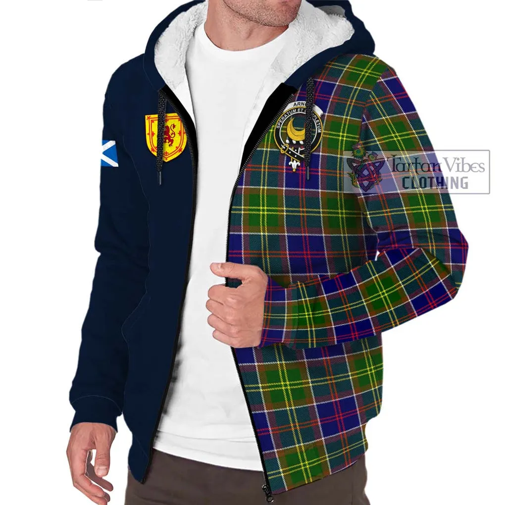 Arnott Tartan Sherpa Hoodie Alba with Scottish Lion Royal Arm Half Style