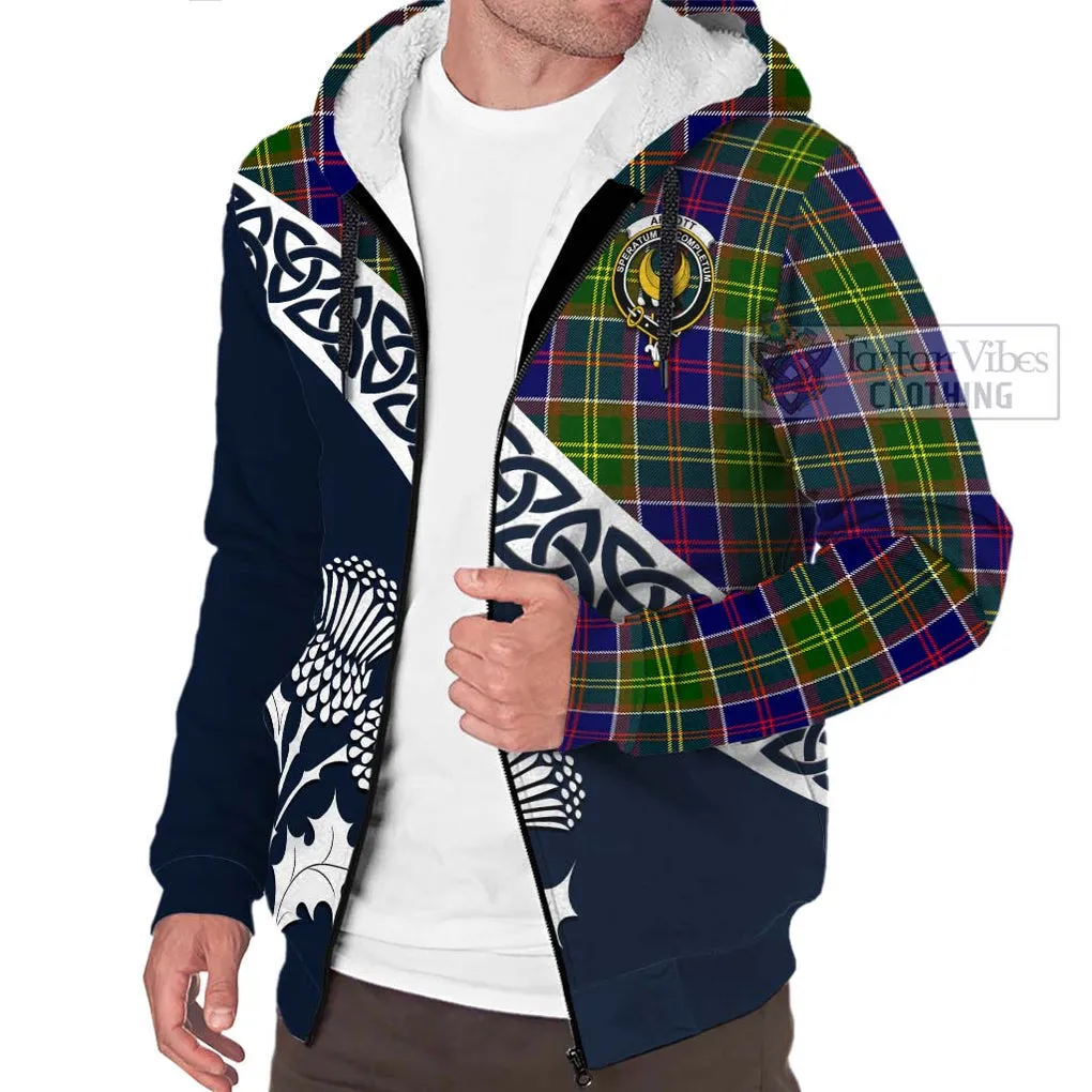 Arnott Tartan Sherpa Hoodie Featuring Thistle and Scotland Map