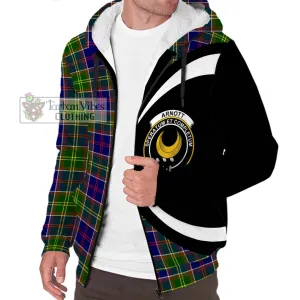 Arnott Tartan Sherpa Hoodie with Family Crest Circle Style