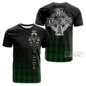 Arthur Highland Tartan Cotton T-shirt Featuring Alba Gu Brath Family Crest Celtic Inspired