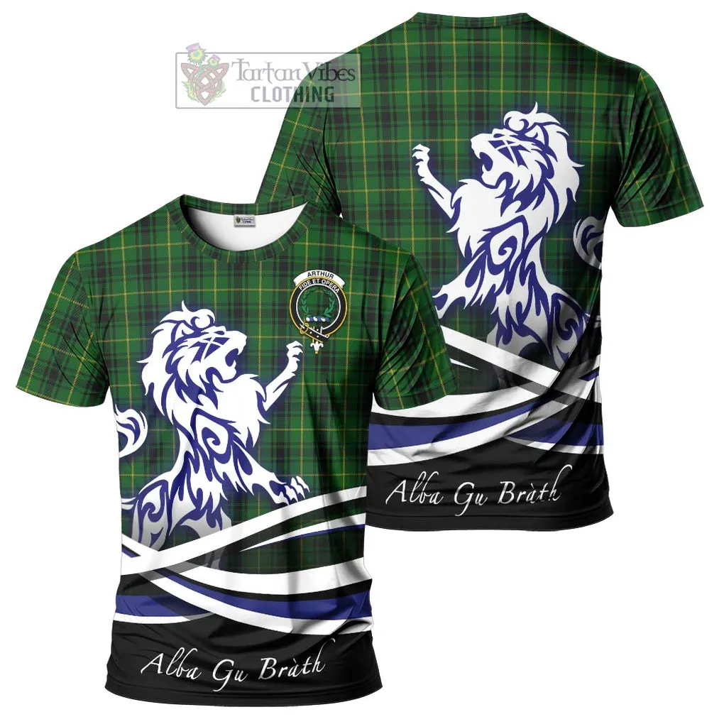 Arthur Tartan Cotton T-shirt with Alba Gu Brath Regal Lion Emblem