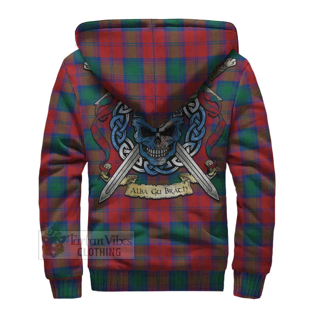 Auchinleck (Affleck) Tartan Sherpa Hoodie with Family Crest Celtic Skull Style