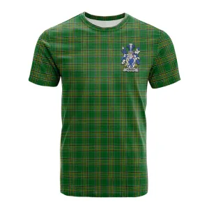 Aungier Irish Clan Tartan Cotton T-shirt with Coat of Arms