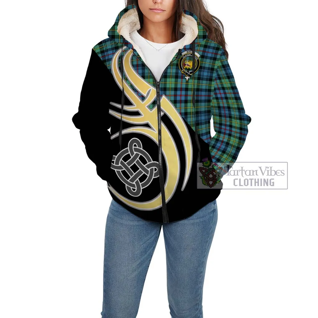 Bailey Ancient Tartan Sherpa Hoodie with Family Crest and Celtic Symbol Style